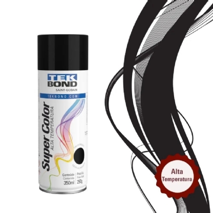 TINTA SPRAY PRETO FOSCO ALTA TEMPERATURA 350ML - TEKBOND