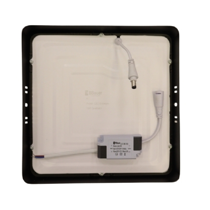 PAINEL LED SOBREPOR 18W QUADRADO BIVOLT LUZ AMARELA 3000K 1350LM PRETO 21CM - B.BAUER