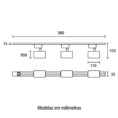 KIT SPOT LED TRILHO SOBREPOR 3X10W BIVOLT LUZ BRANCA 6500K 2100LM BRANCO - BLUMENAU