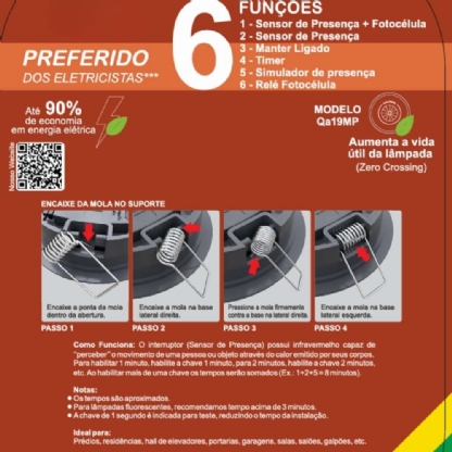 SENSOR PRESENCA 360G SOBREPOR/EMBUTIR TETO FOTOCELULA MICROCONTROLADOR PRETO - QUALITRONIX