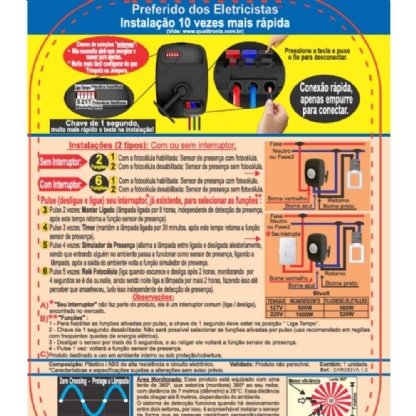SENSOR PRESENCA 360G SOBREPOR TETO COM FOTOCELULA MICROCONTROLADOR PRETO - QUALITRONIX