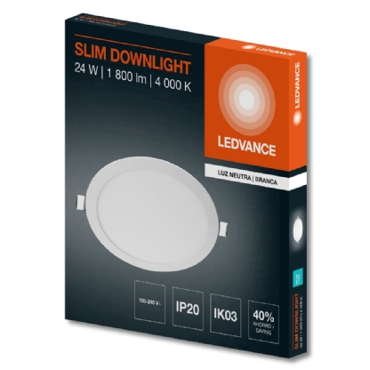 PAINEL LED EMBUTIR 24W BIVOLT LUZ NEUTRA 4000K 1800LM REDONDO 30CM - LEDVANCE