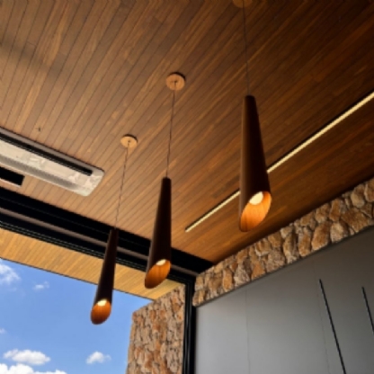 PENDENTE MADEIRA CONICO PARA 1 LAMPADA E27 70X14CM IMBUIA - FOX LUSTRES