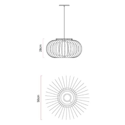 PENDENTE MADEIRA RIPADO PARA 1 LAMPADA E27 28X50CM IMBUIA - FOX LUSTRES