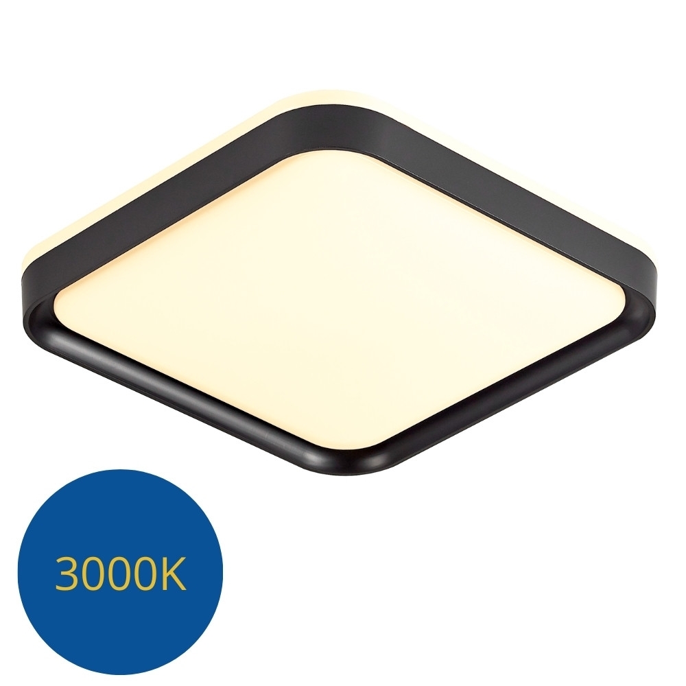 PLAFON LED TORONTO 36W AJUSTAVEL 3000K 4000K 6000K 2650LM PRETO 40CM QUADRADO - HEVVY