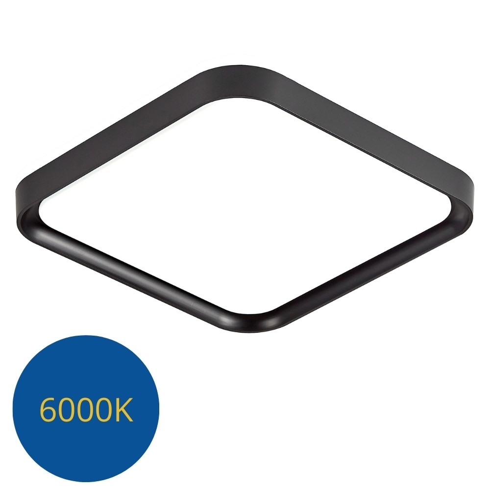 PLAFON LED TORONTO 36W AJUSTAVEL 3000K 4000K 6000K 2650LM PRETO 40CM QUADRADO - HEVVY