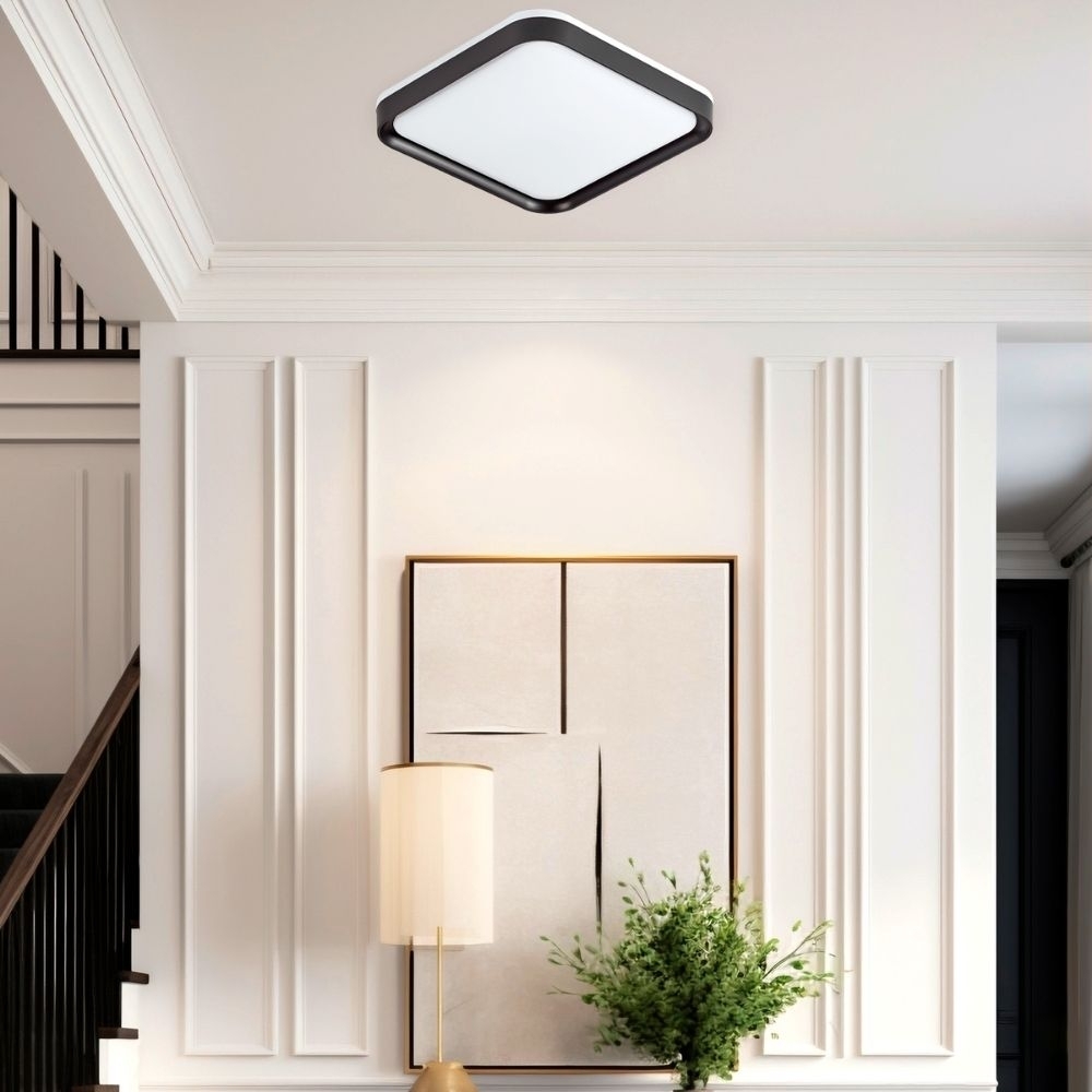 PLAFON LED TORONTO 36W AJUSTAVEL 3000K 4000K 6000K 2650LM PRETO 40CM QUADRADO - HEVVY