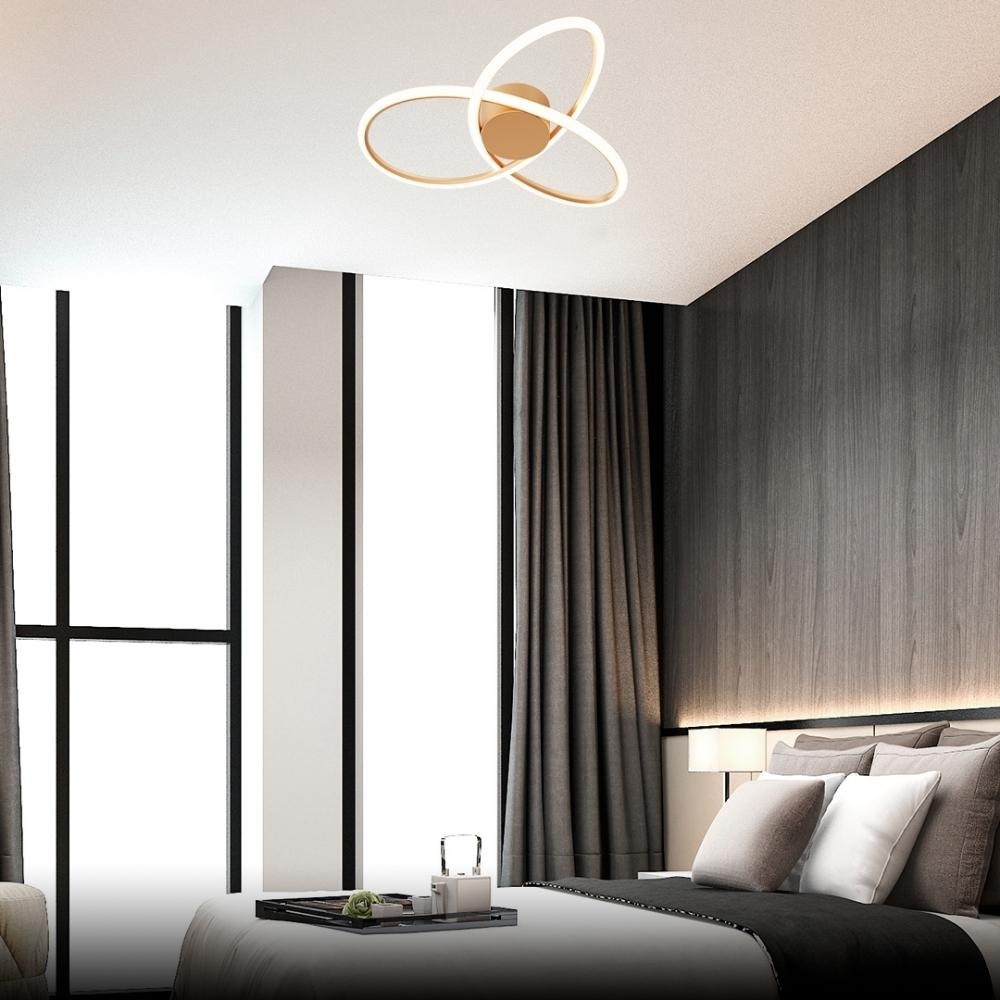 PLAFON LED FLOWER 28W AJUSTAVEL 3000K 4000K 6000K GOLD 40CM REDONDO - HEVVY