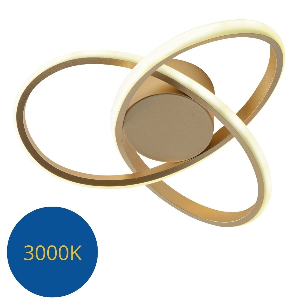 PLAFON LED FLOWER 28W AJUSTAVEL 3000K 4000K 6000K GOLD 40CM REDONDO - HEVVY