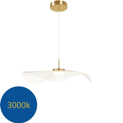 PENDENTE LED SAPPORO 10W LUZ AMARELA 3000K 1185LM DOURADO 44CM - HEVVY