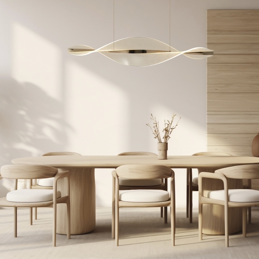 PENDENTE LED LEAF 20W LUZ AMARELA 3000K 940LM DOURADO 1 METRO - HEVVY