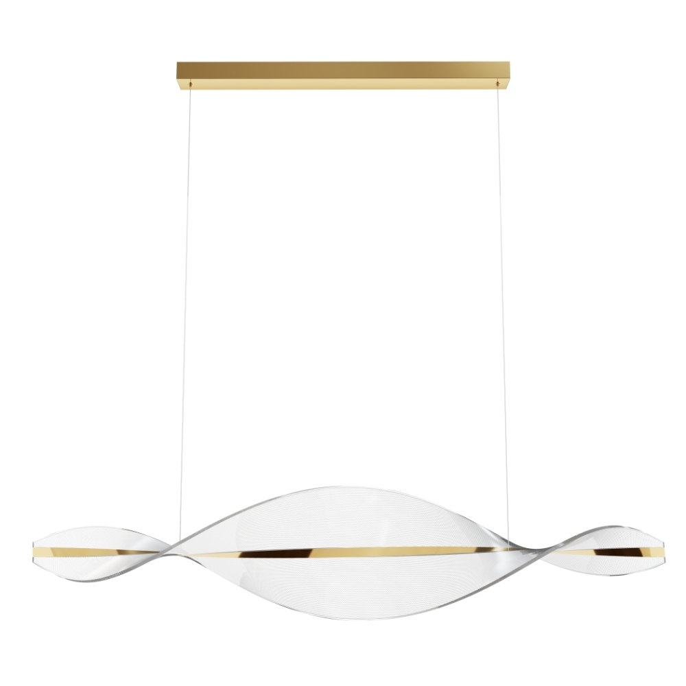 PENDENTE LED LEAF 20W LUZ AMARELA 3000K 940LM DOURADO 1 METRO - HEVVY