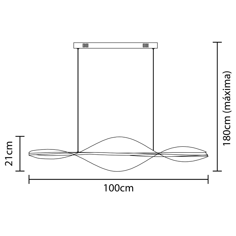PENDENTE LED LEAF 20W LUZ AMARELA 3000K 940LM DOURADO 1 METRO - HEVVY
