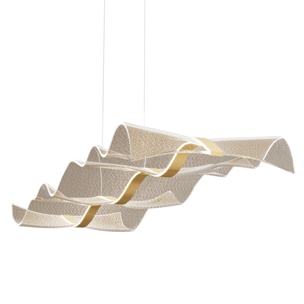 PENDENTE LED WAVE 30W BIVOLT LUZ AMARELA 3000K 1880LM DOURADO - HEVVY