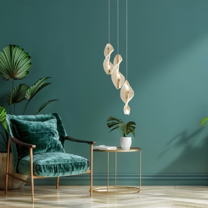 PENDENTE LED LEAF 20W BIVOLT LUZ AMARELA 3000K 830LM DOURADO - HEVVY