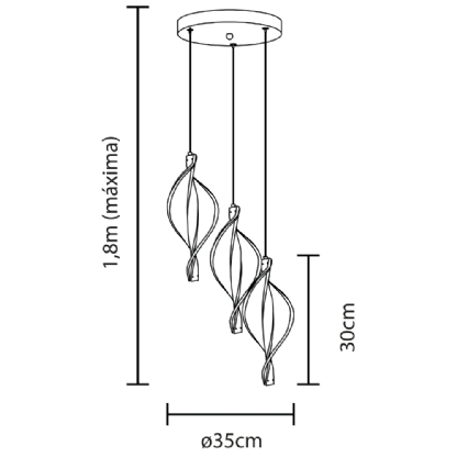 PENDENTE LED LEAF 20W BIVOLT LUZ AMARELA 3000K 830LM DOURADO - HEVVY