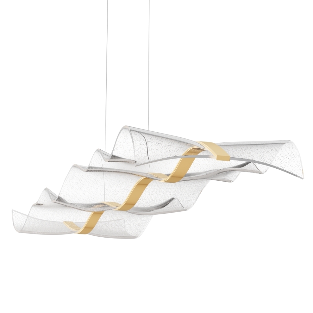 PENDENTE LED WAVE 24W BIVOLT LUZ AMARELA 3000K 1880LM DOURADO - HEVVY