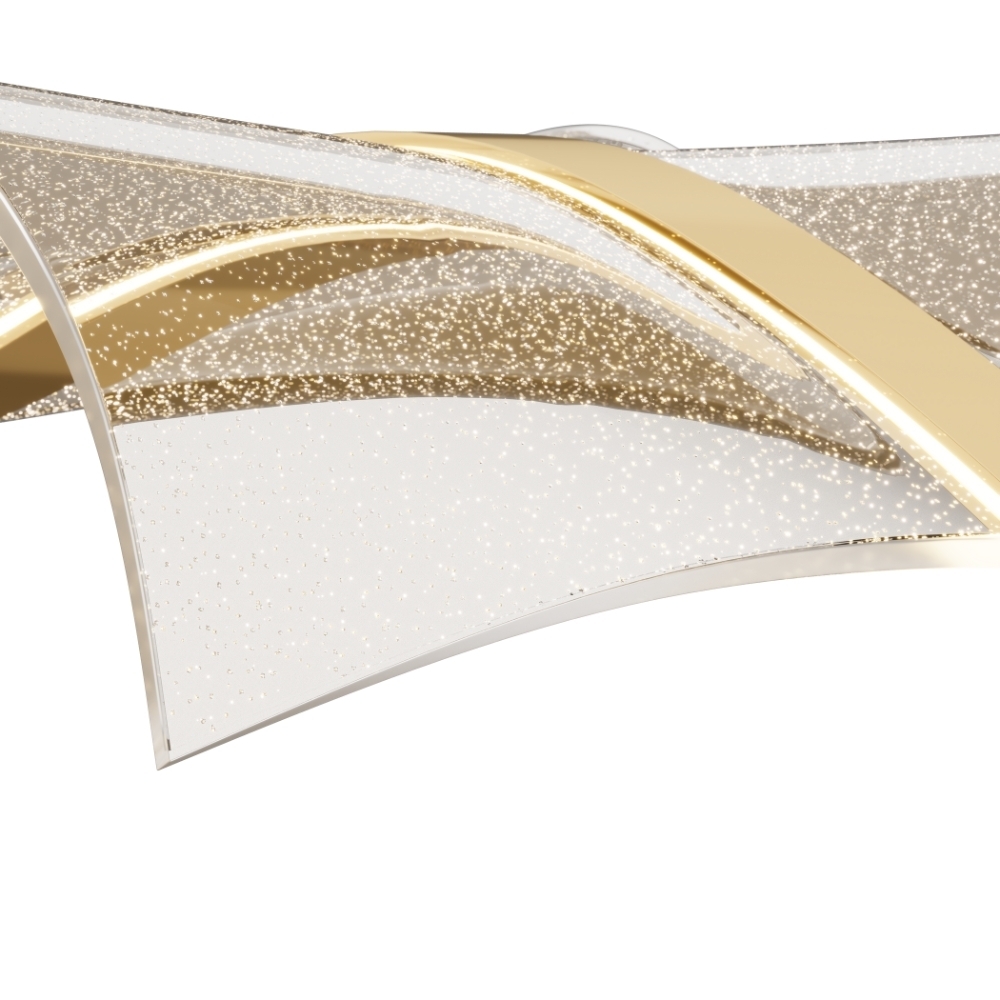 PENDENTE LED WAVE 24W BIVOLT LUZ AMARELA 3000K 1880LM DOURADO - HEVVY