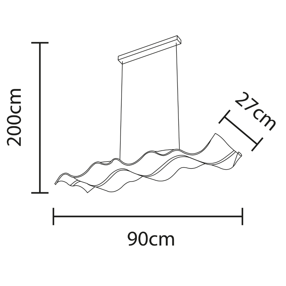 PENDENTE LED WAVE 24W BIVOLT LUZ AMARELA 3000K 1880LM DOURADO - HEVVY