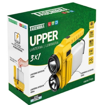 LANTERNA LED RECARREGAVEL 5W BIVOLT LUZ BRANCA 6500K UPPER - TASCHIBRA