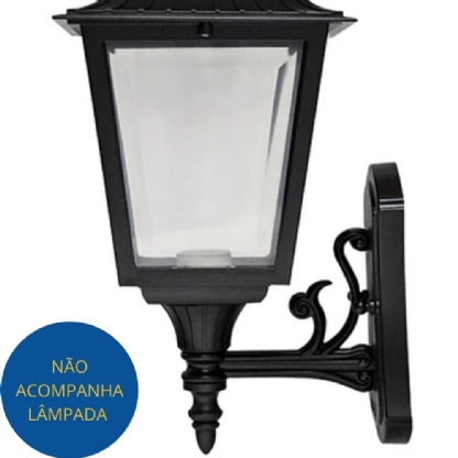 ARANDELA PARA 1 LAMPADA E27/A60 PRETO CAPRI - LUSTRES IDEAL
