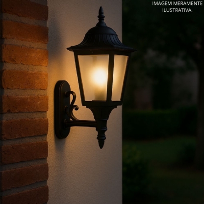 ARANDELA PARA 1 LAMPADA E27/A60 PRETO CAPRI - LUSTRES IDEAL