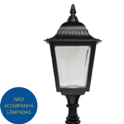 BALIZADOR PARA 1 LAMPADA E27/A60 55CM PRETO ALUMINIO CAPRI - LUSTRES IDEAL