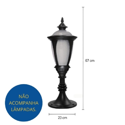 BALIZADOR PARA 1 LAMPADA E27/A60 67CM PRETO CAPRI - LUSTRES IDEAL