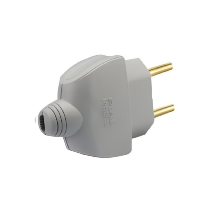 PLUGUE MACHO 2 POLOS VERSATIL 20A CINZA COM SAIDA LATERAL - PIAL LEGRAND