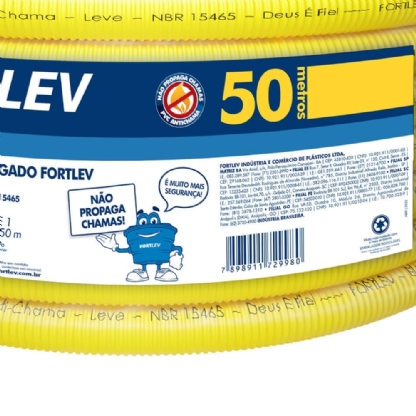 ELETRODUTO CORRUGADO 1/2 POLEGADA DN20 AMARELO ROLO COM 50 METROS - FORTLEV