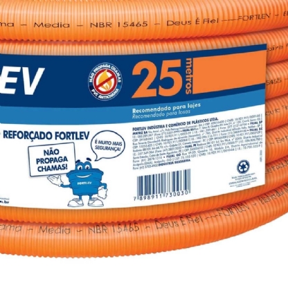 ELETRODUTO CORRUGADO 1 POLEGADA DN32 LARANJA ROLO COM 25 METROS - FORTLEV