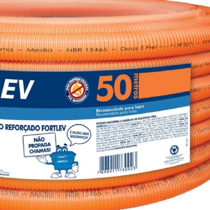 ELETRODUTO CORRUGADO 3/4 POLEGADA DN 25 LARANJA ROLO COM 50 METROS - FORTLEV