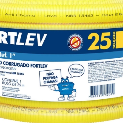 ELETRODUTO CORRUGADO 1 POLEGADA DN 32 AMARELO ROLO COM 25 METROS - FORTLEV