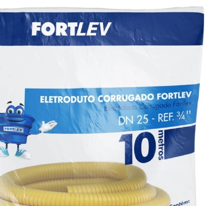 ELETRODUTO CORRUGADO 3/4 POLEGADA DN 25 AMARELO ROLO COM 10 METROS - FORTLEV