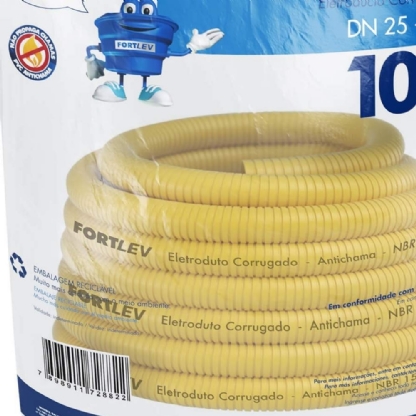 ELETRODUTO CORRUGADO 3/4 POLEGADA DN 25 AMARELO ROLO COM 10 METROS - FORTLEV
