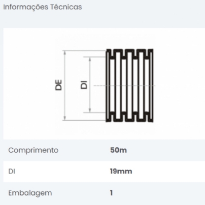 ELETRODUTO CORRUGADO 3/4 POLEGADA DN 25 AMARELO ROLO COM 50 METROS - FORTLEV
