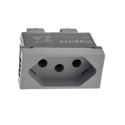 MODULO TOMADA 2 POLOS + TERRA 20A 250V CINZA - PIAL PLUS+