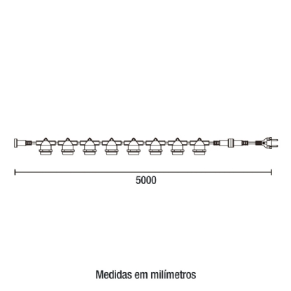FESTAO VARAL COM 8 SOQUETES E27 PRETO IP65 5 METROS - BLUMENAU
