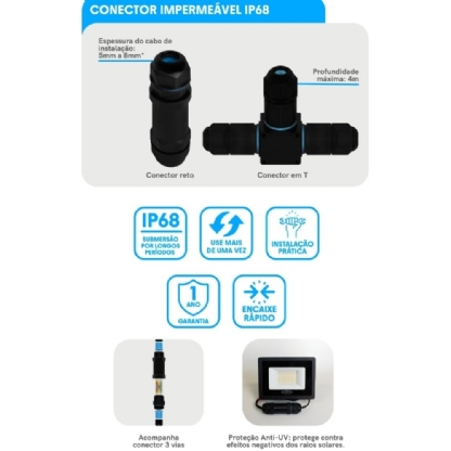 CONECTOR IMPERMEAVEL IP68 TIPO T - BLUMENAU
