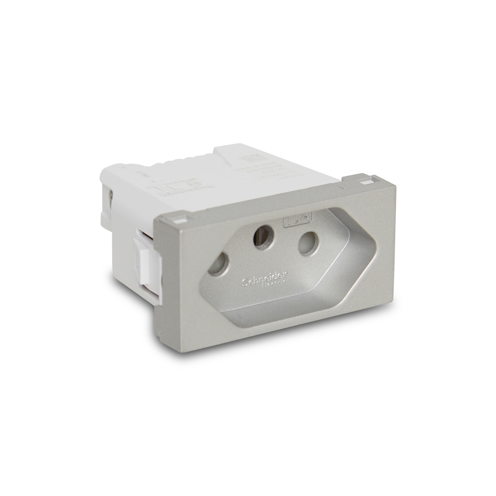 Modulo Tomada 2 Pinos + Terra 10A Aluminio Linha Orion - Schneider