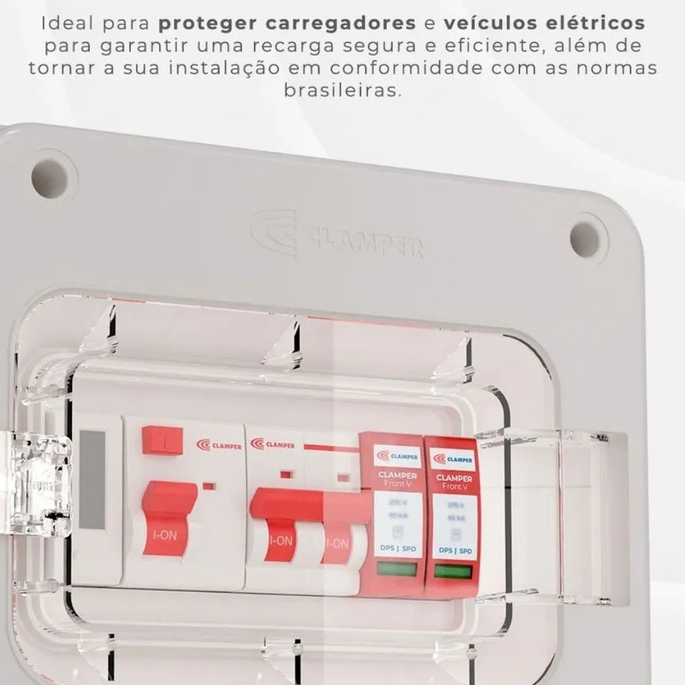 QUADRO PROTETOR DE CARREGADOR VEICULAR 8KW 220V 32A COM MEDIDOR DE CONSUMO MOBI BOX - CLAMPER