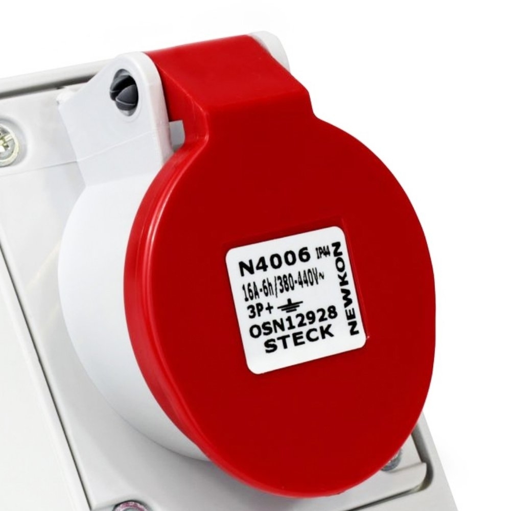 TOMADA INDUSTRIAL SOBREPOR 3 POLOS + TERRA 16A 380/440V VERMELHO 6H - STECK
