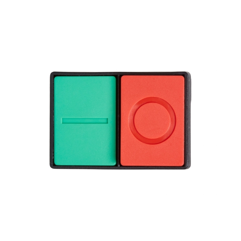 BOTAO PLASTICO DUPLO SALIENTE 1NA+1NF 22MM VERDE/VERMELHO - STECK