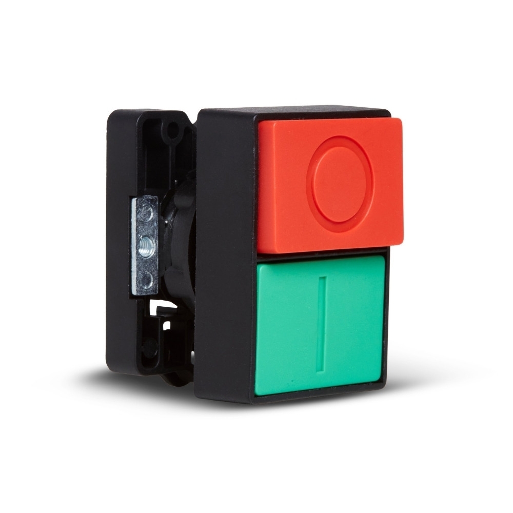 BOTAO PLASTICO DUPLO SALIENTE 1NA+1NF 22MM VERDE/VERMELHO - STECK