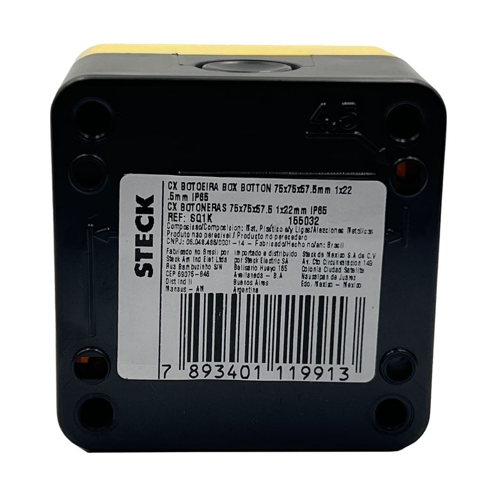 Botoeira de Comando Plastica 1 Furo Amarela IP65 - Steck