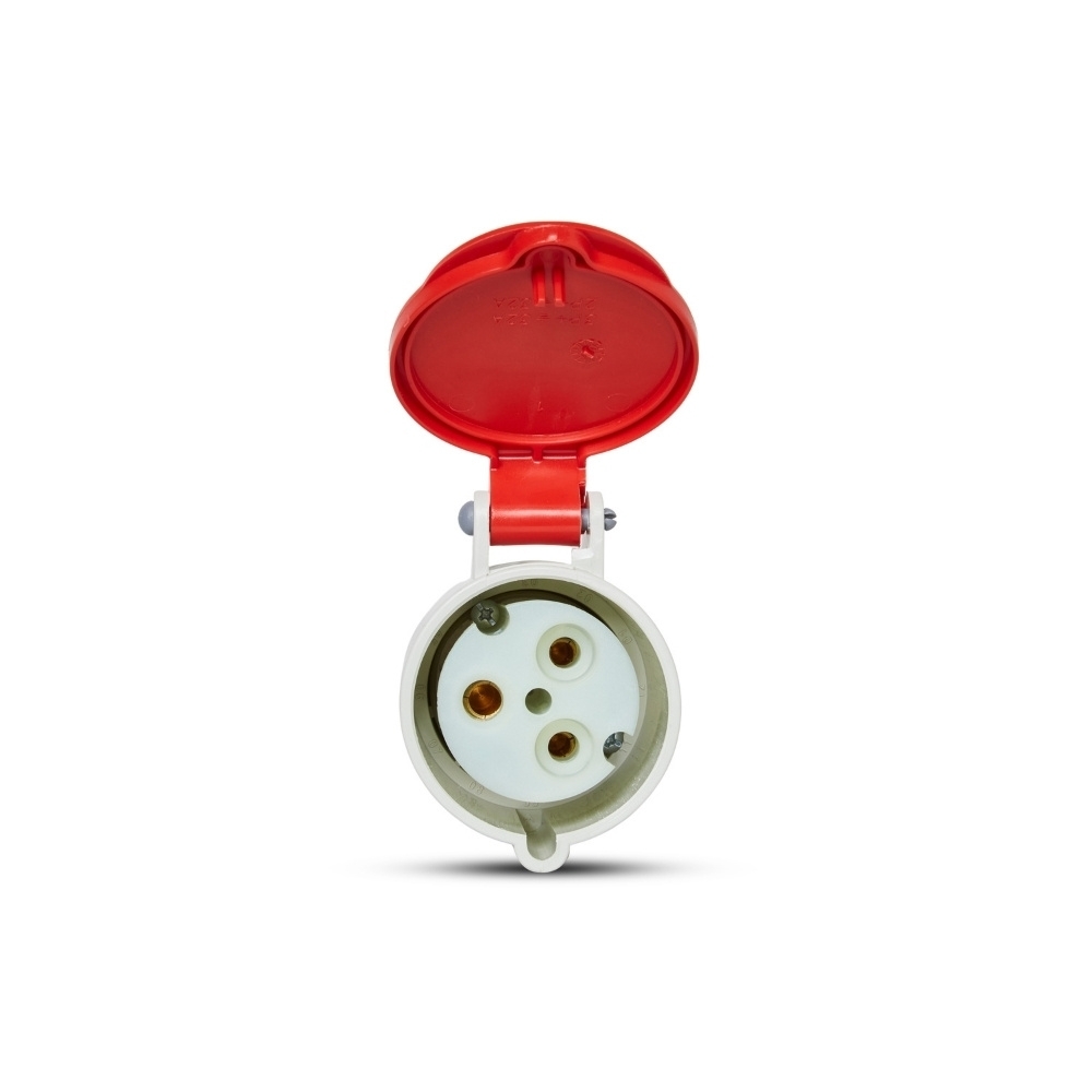 ACOPLAMENTO INDUSTRIAL 2 POLOS + TERRA 32A 380/440V VERMELHO IP44 - STECK