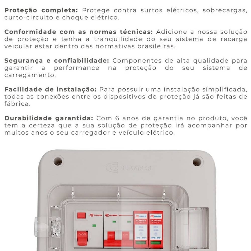 QUADRO PROTETOR DE CARREGADOR VEICULAR 8KW 220V 40A MOBI SEM TOMADA - CLAMPER