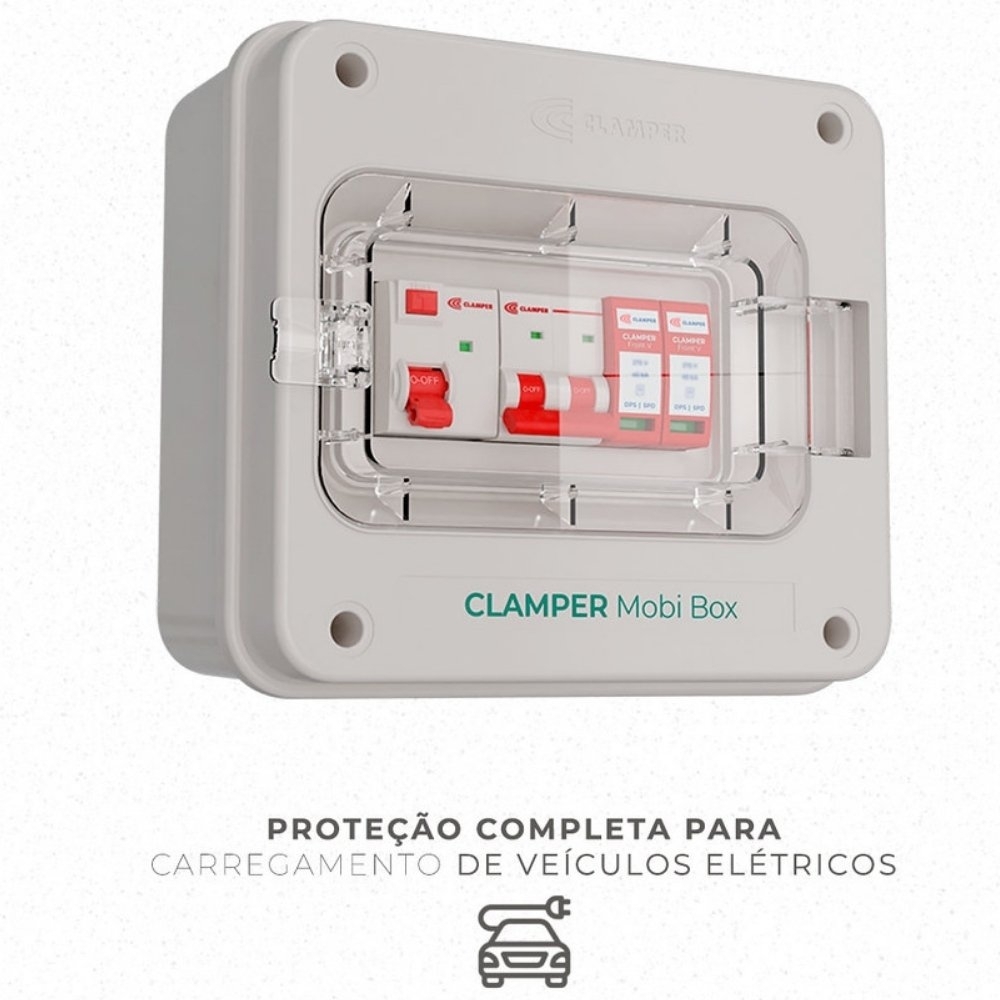QUADRO PROTETOR DE CARREGADOR VEICULAR 8KW 220V 40A MOBI SEM TOMADA - CLAMPER