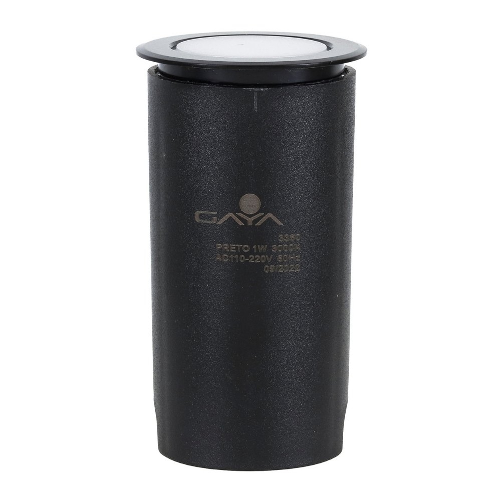 SPOT SOLO LED EMBUTIR 6W BIVOLT LUZ AMARELA 3000K 510LM PRETO COB IP67 - GAYA