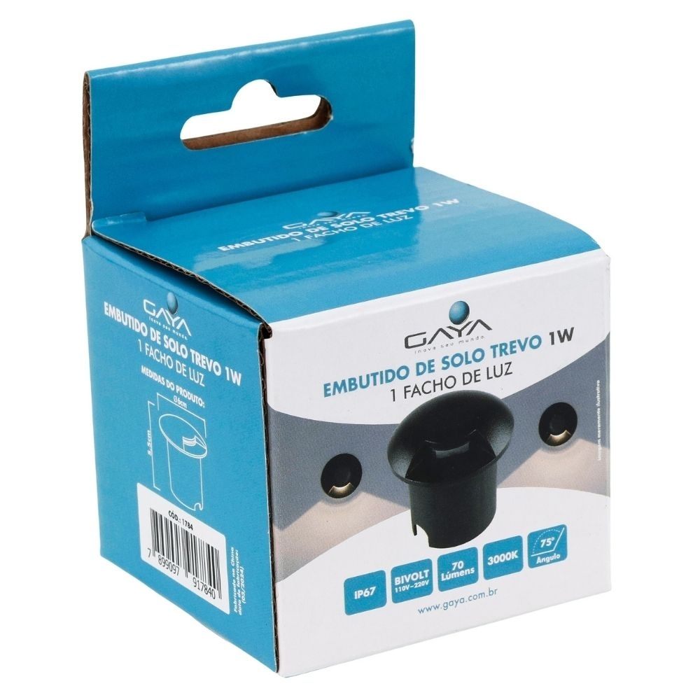 SPOT SOLO LED EMBUTIR 1W BIVOLT LUZ AMARELA 3000K 70LM PRETO - GAYA